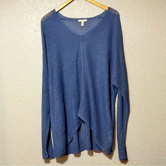 Eileen Fisher Lightweight V-neck Organic Linen Blend Sweater Tunic Size L - Picture 2 of 8